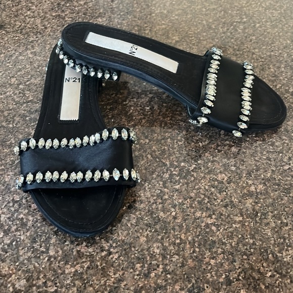 NO 21 LADIES black Crystal slides sandals-6M-GORGEOUS! - Picture 9 of 13